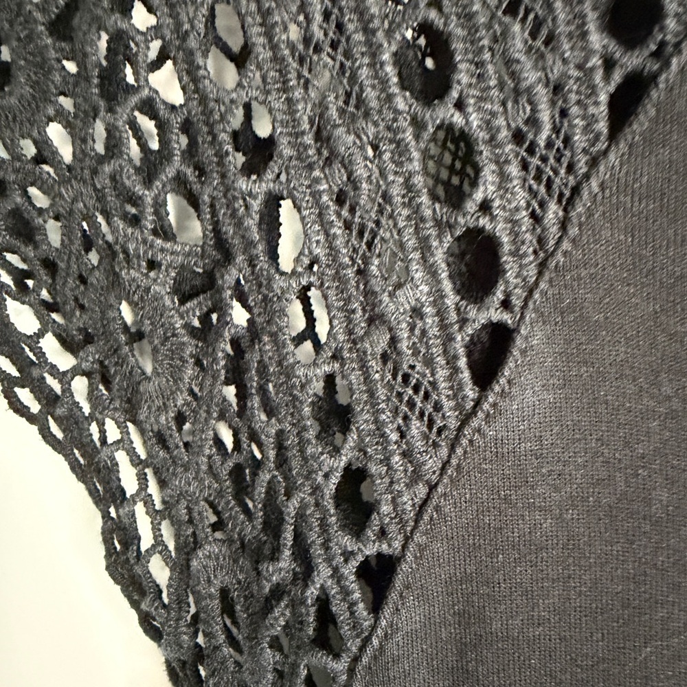 Lauren Ralph Lauren Black Fit & Flare Dress Crochet Lace Cap Sleeves XL - Picture 3 of 5